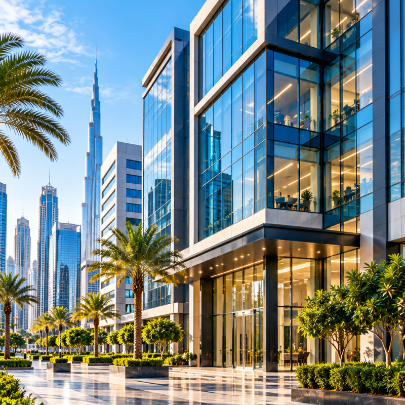 Dubai Modern Office Plaza Skyline